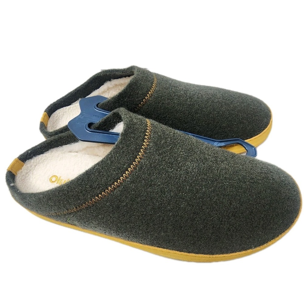 Olukai Hamani Hulu Men's Size 12 Australia Wool Slippers Green Slip On Mule NEW